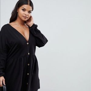 ASOS DESIGN long sleeve smock dress with buttons